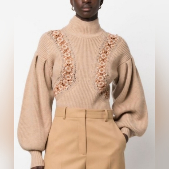 NWOT Ulla Johnson Crochet Detail Merino Sweater